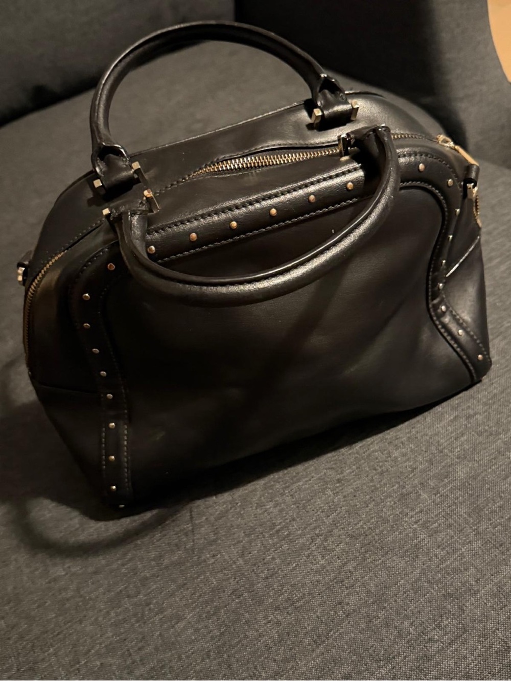 kate spade Black Leather Stud-Trim Satchel